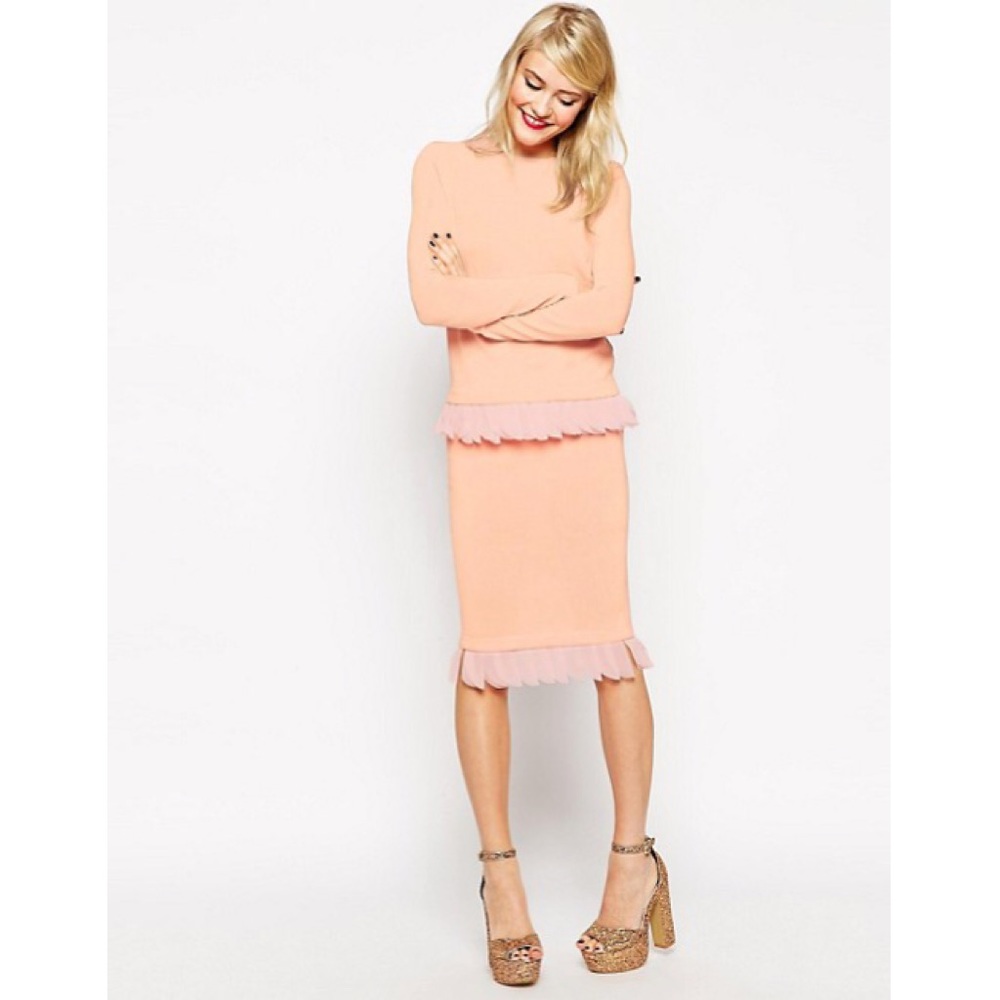 ❤️ NEW ASOS Pink Top & Skirt Set with Ruffle Trim